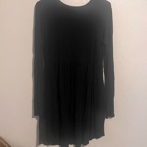 Black Himone Long Sleeve A Line Dress With Pockets